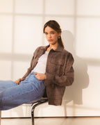 Ženska Karirana Braon Overshirt Jakna Sherlyn1