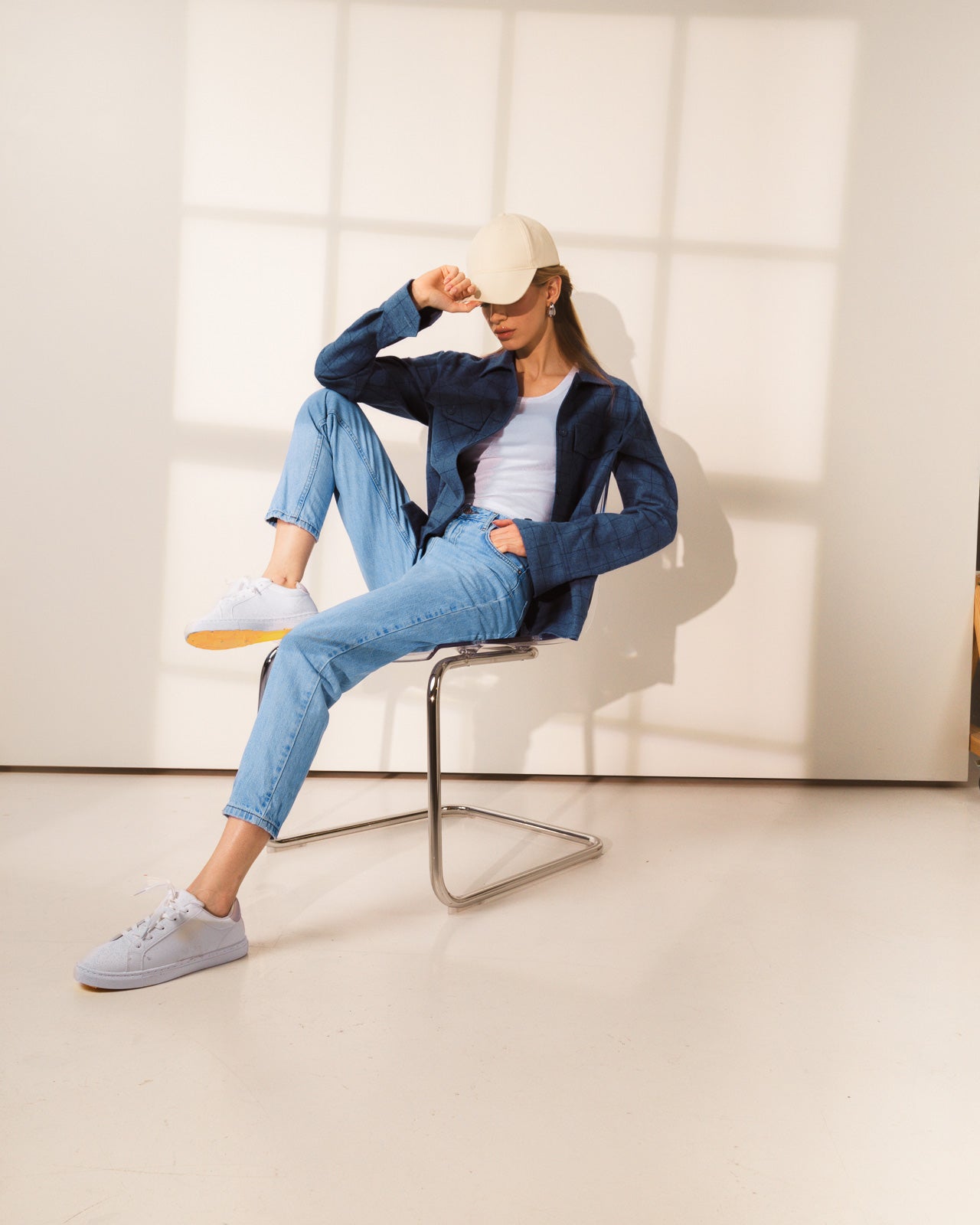 Ženska Karirana Plava Overshirt Jakna Areli2