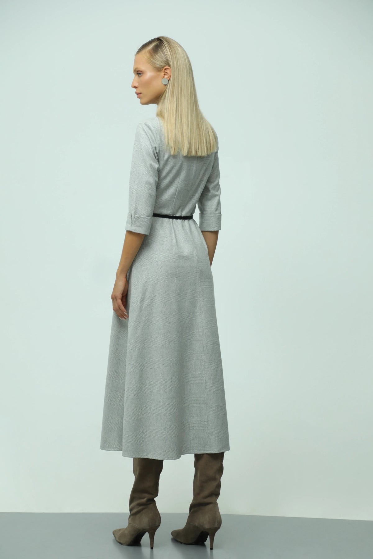 Alba Grey Wool Midi Dress
