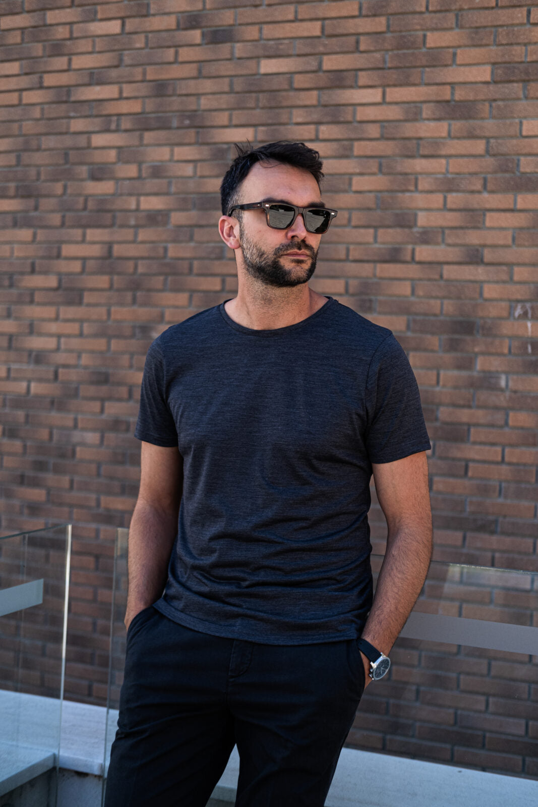 Men's merino shirt dark gray