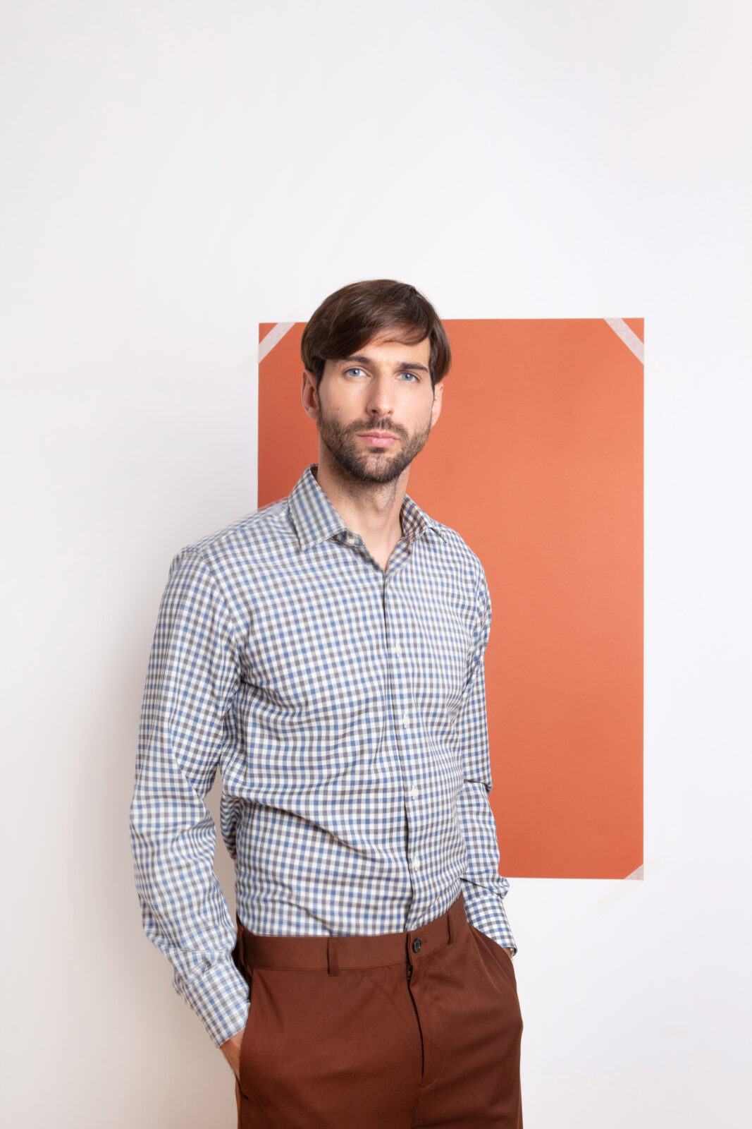 Row 4 - 100% Merino Wool Men's Shirt Gray Blue