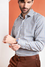 Row 4 - 100% Merino Wool Men's Shirt Gray Blue