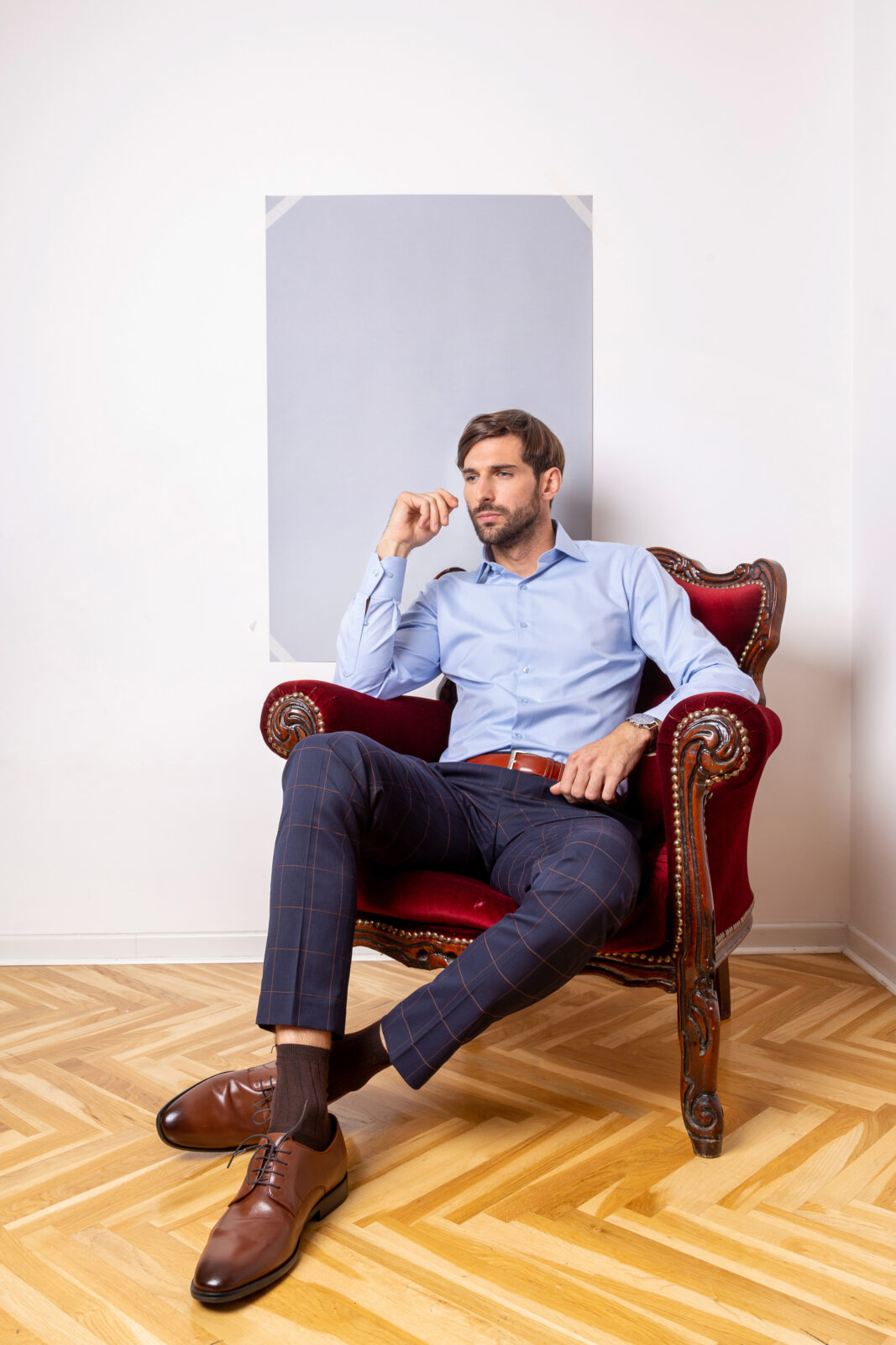 Blue Royal twill Men's blue shirt