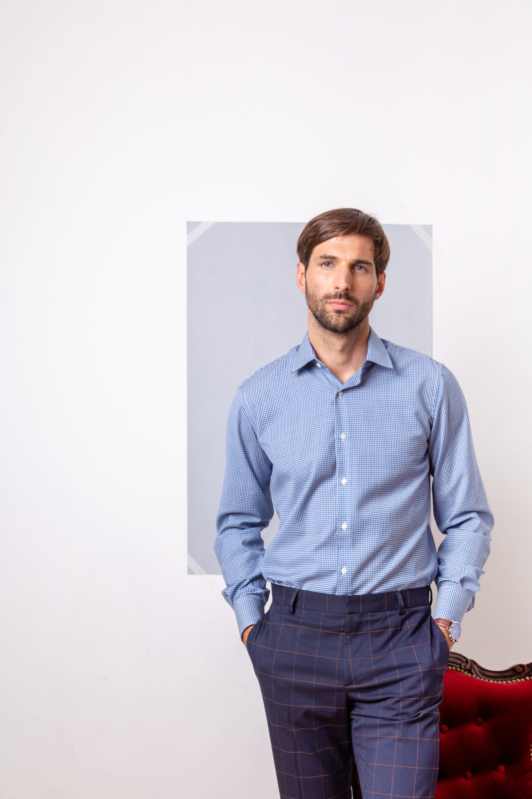 Row 5 - 100% Merino Wool Men's Blue Shirt