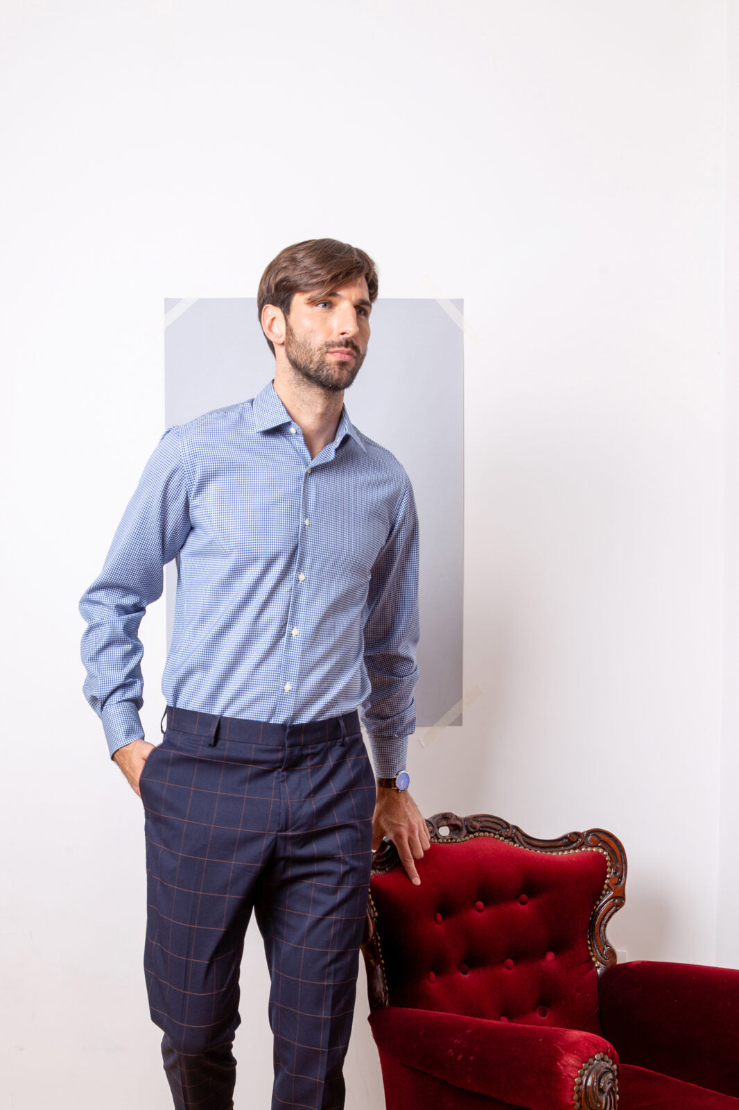 Row 5 - 100% Merino Wool Men's Blue Shirt
