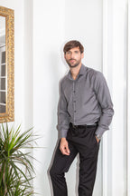 Row 2 - 100% Merino Wool Men's Gray Shirt