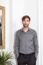 Row 2 - 100% Merino Wool Men's Gray Shirt