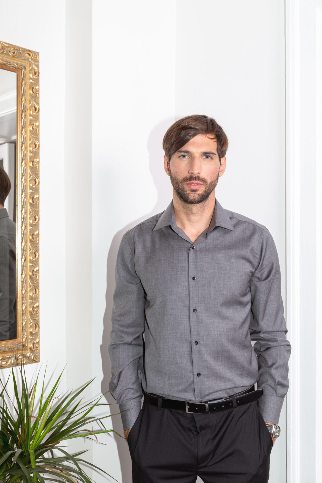 Row 2 - 100% Merino Wool Men's Gray Shirt