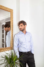 TMJ Blue twill men's blue shirt