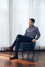 Remark checkered men's shirt in dark color