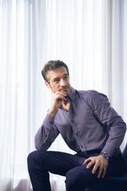 Remark checkered men's shirt in dark color